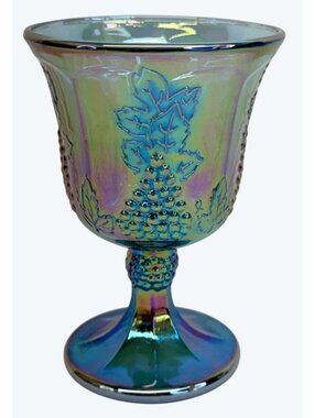 Indiana Glass Blue Carnival Glass Harvest Goblet